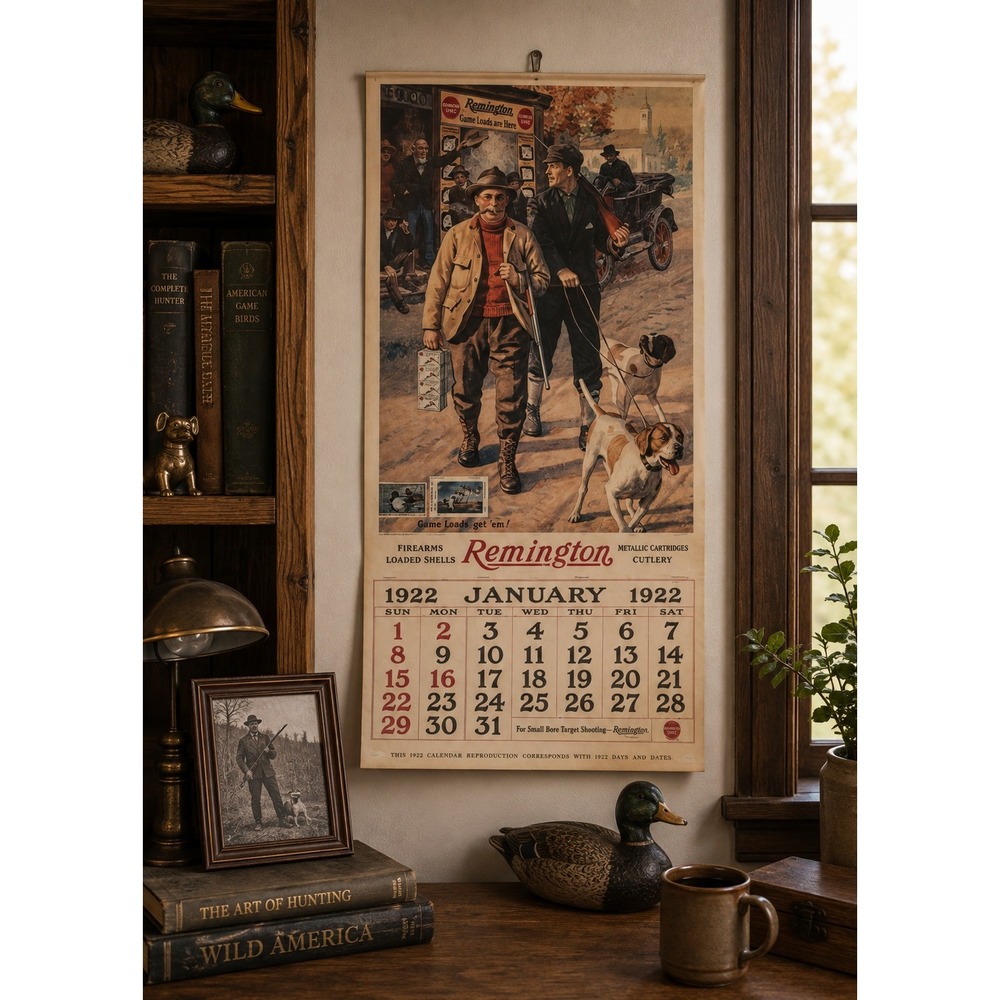 Remington Firearms Wall Calendar 1989 Reproduction 1922 Hunting Dogs Excellent